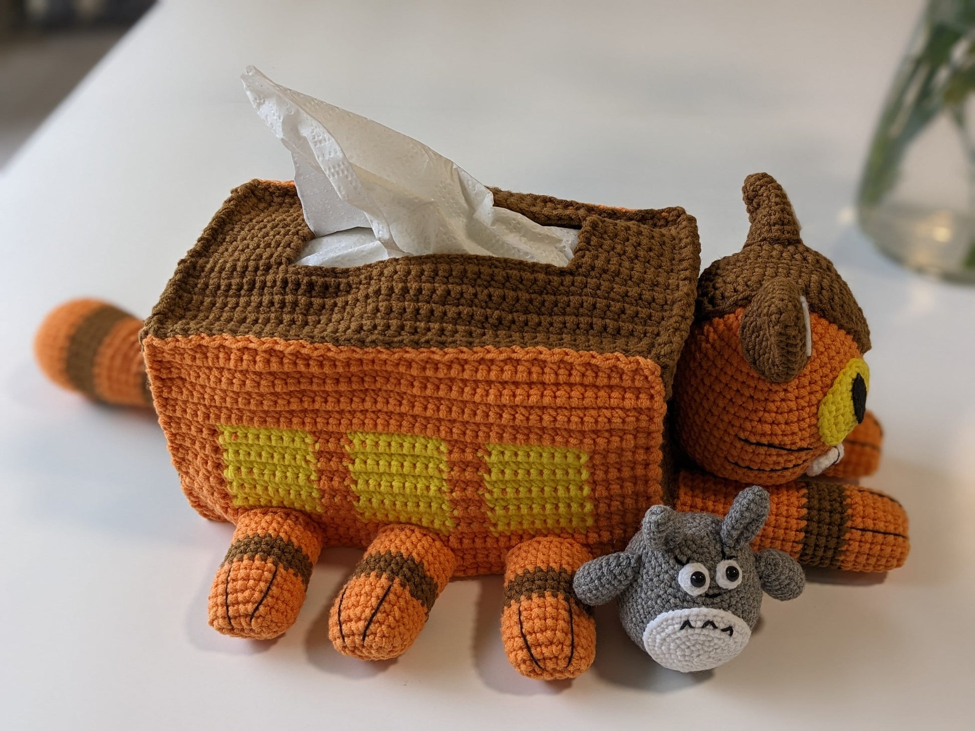 Catbus, My Neighbor Totoro,Handmade Crochet Amigurumi Doll, Ghibli, Miyazaki, readymade, in stock!