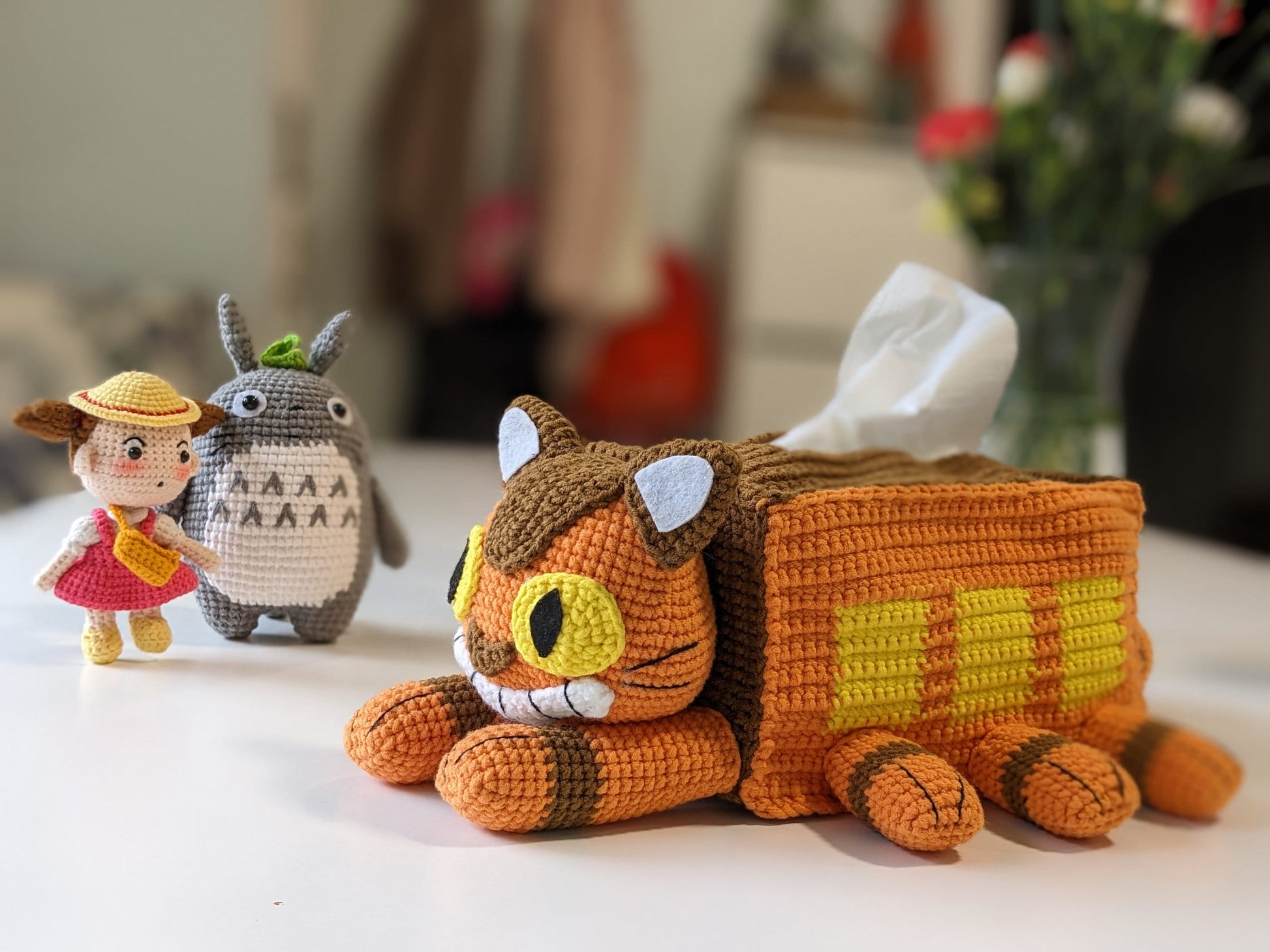 Catbus, My Neighbor Totoro,Handmade Crochet Amigurumi Doll, Ghibli, Miyazaki, readymade, in stock!