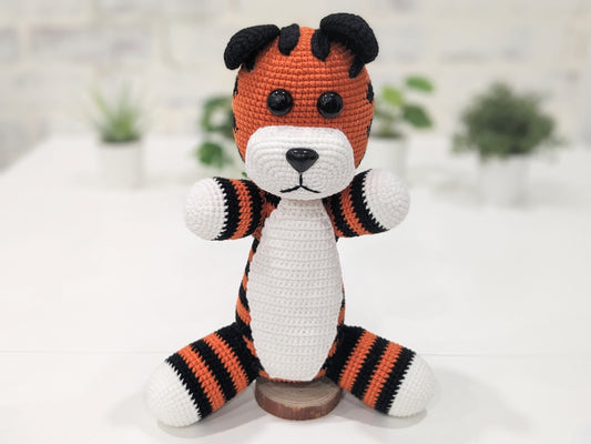 Hobbes Stuffed Tiger, Stuffy, Handmade Crochet Amigurumi, Readymade Finished, Ready to Ship!