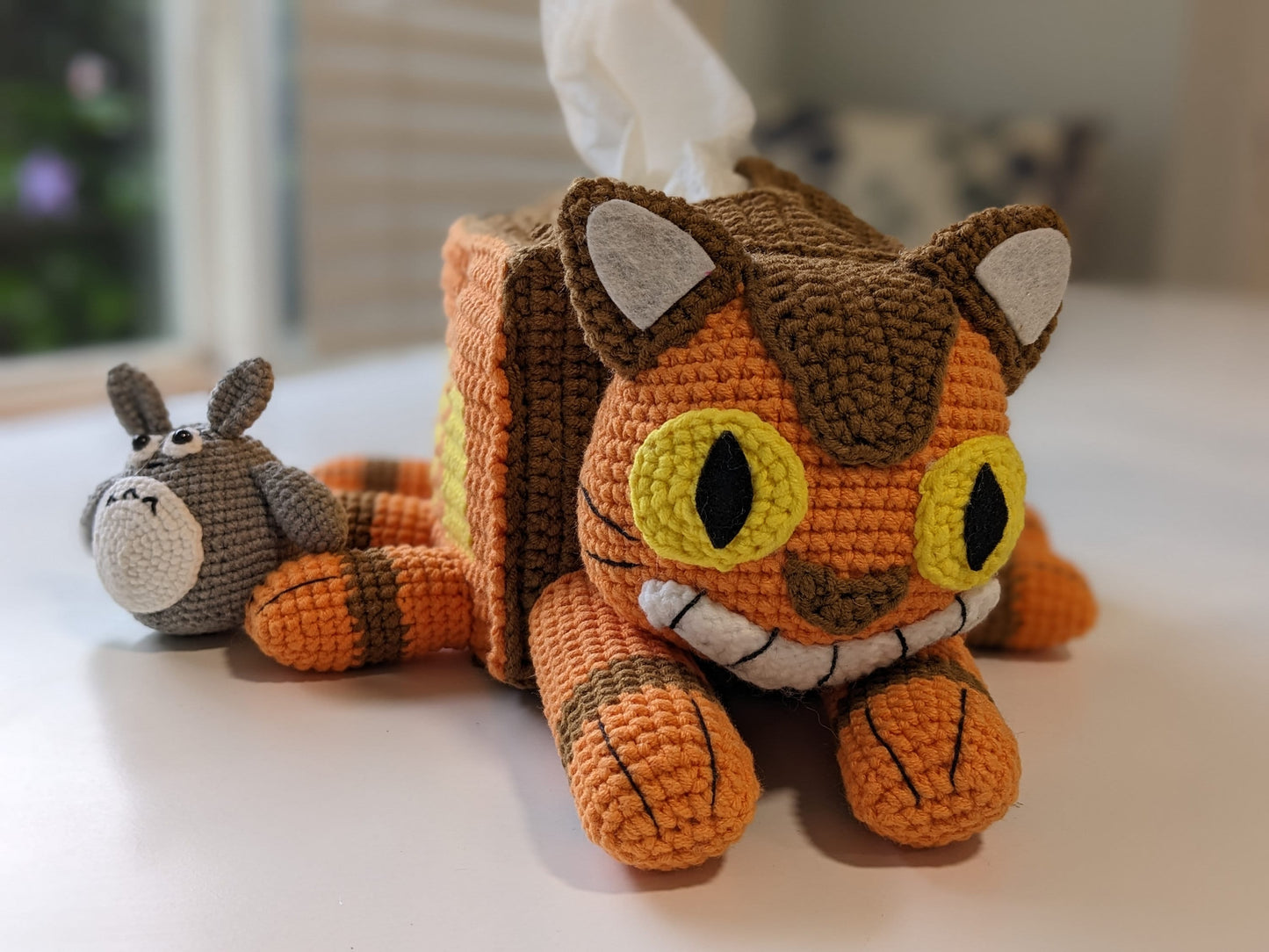 Catbus, My Neighbor Totoro,Handmade Crochet Amigurumi Doll, Ghibli, Miyazaki, readymade, in stock!