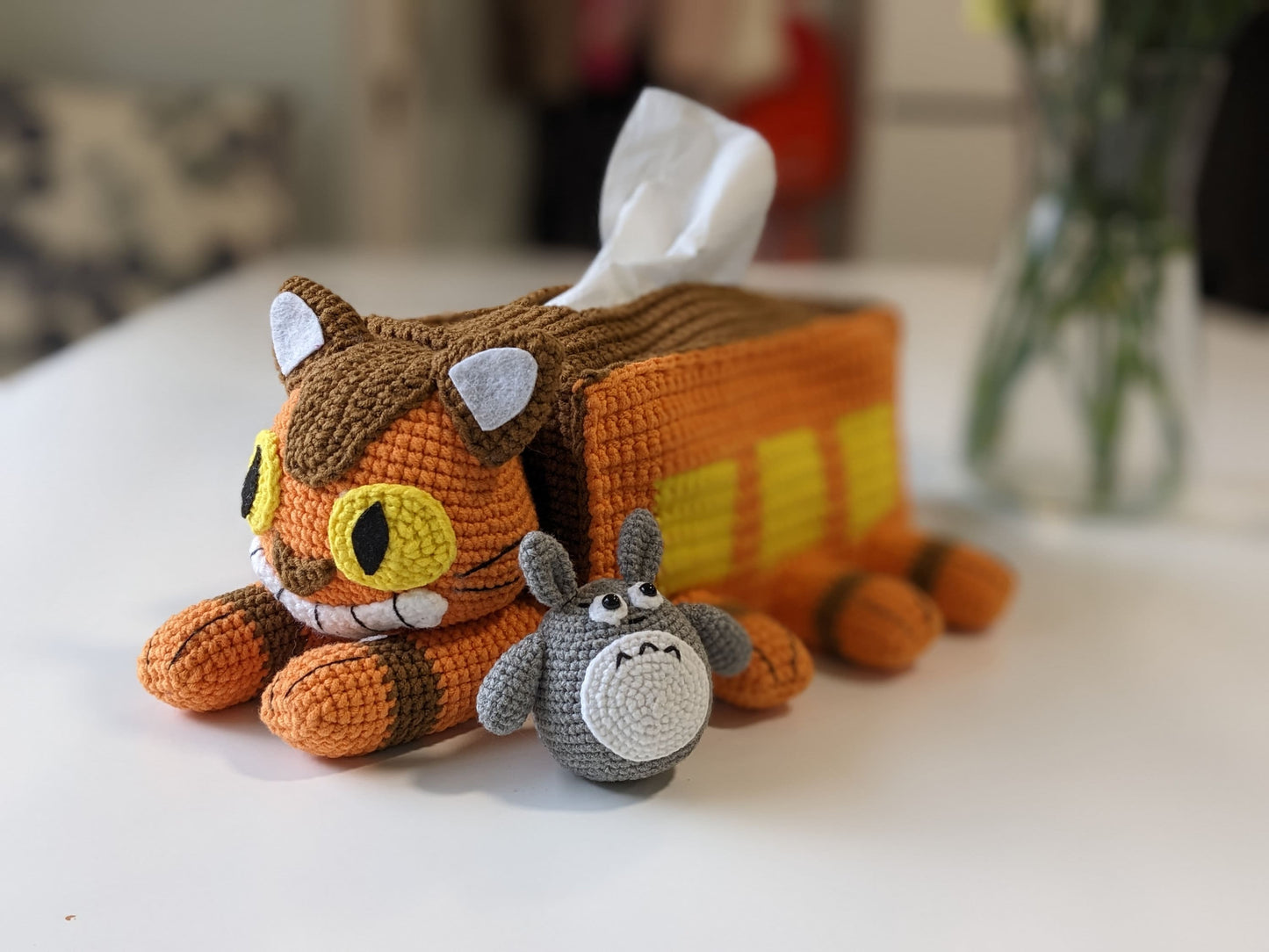 Catbus, My Neighbor Totoro,Handmade Crochet Amigurumi Doll, Ghibli, Miyazaki, readymade, in stock!