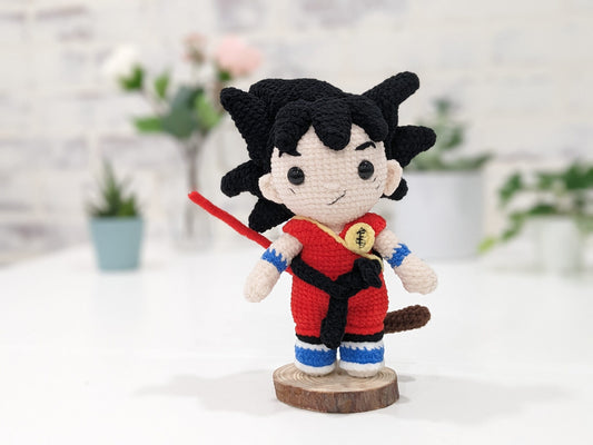 Kid Goku, Manga, Anime, Handmade Amigurumi Crochet Doll Figure, Dragon Ball