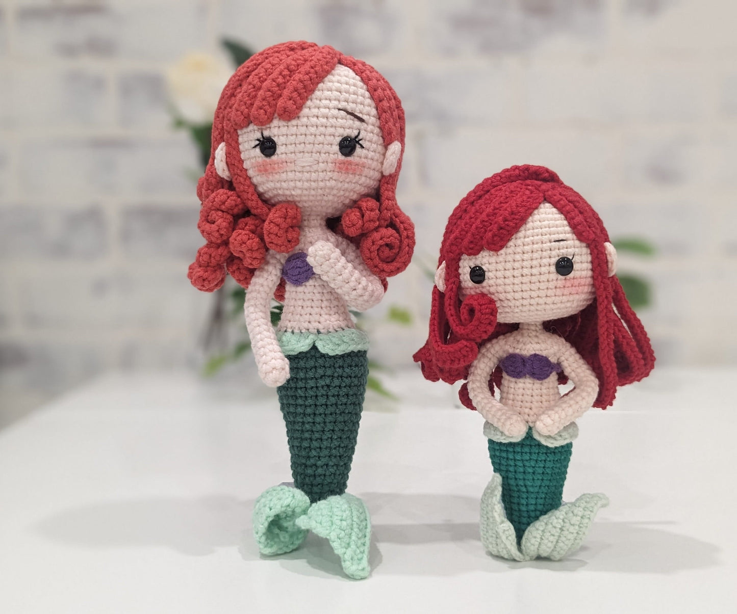 Princess Doll, Handmade Crochet Amigurumi, Disney Princess Ariel, Little Mermaid, Large doll