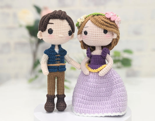 Rapunzel and Flynn Rider, Set of 2, Handmade Crochet Amigurumi Dolls