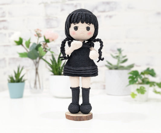 Wednesday Addams Doll, Handmade Crochet, Amigurumi Doll, Addams Family