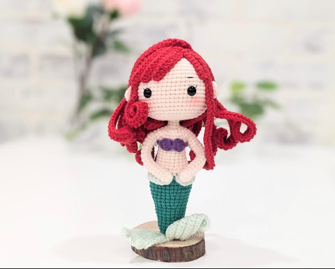 Princess Ariel Fairy Tale doll set with hair clips, crochet, present for girls, birthday gifts